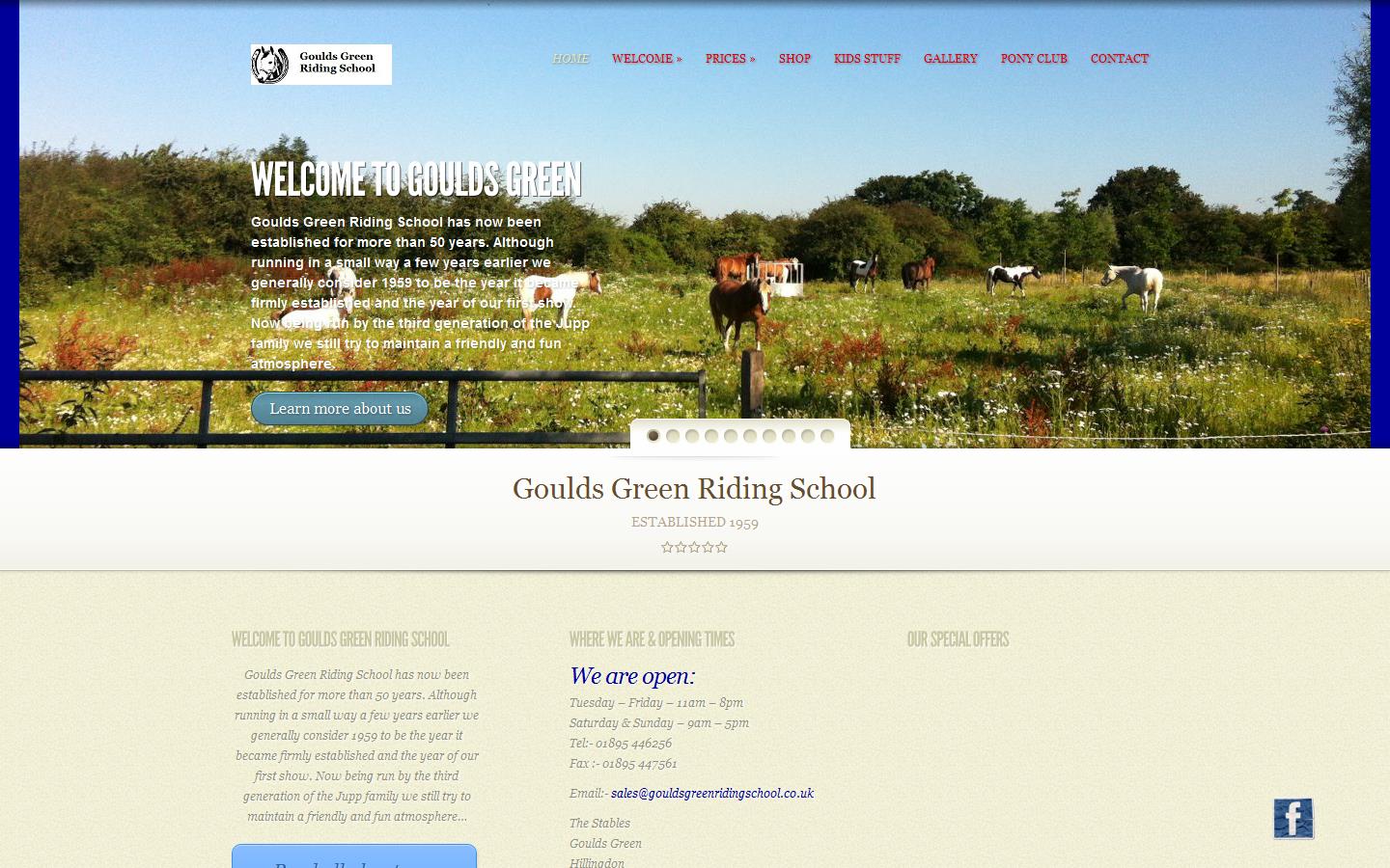 The Tack Shop Within Goulds Green Riding School Website