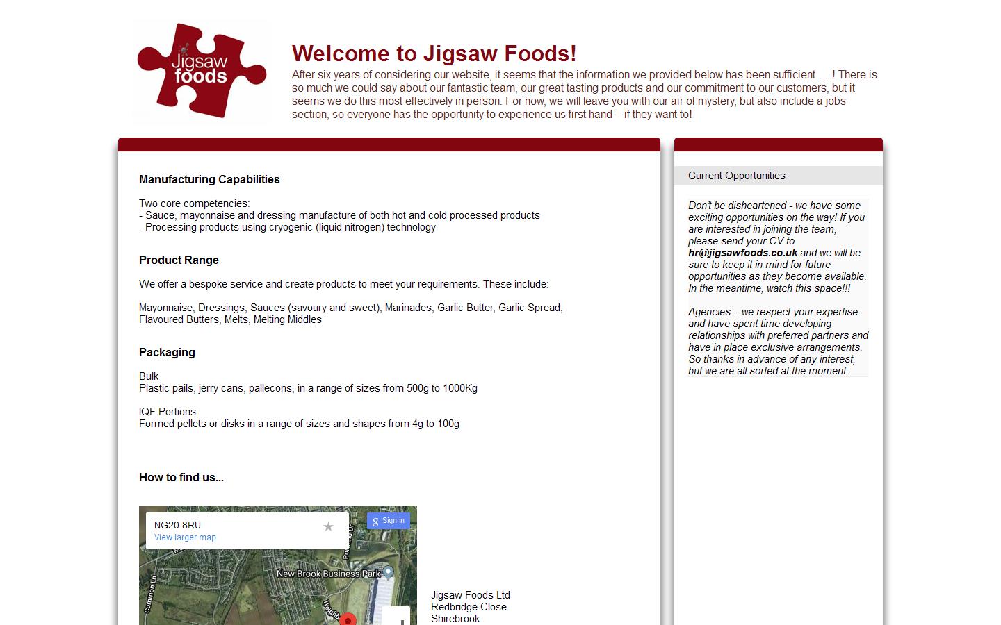 Jigsaw Foods Website