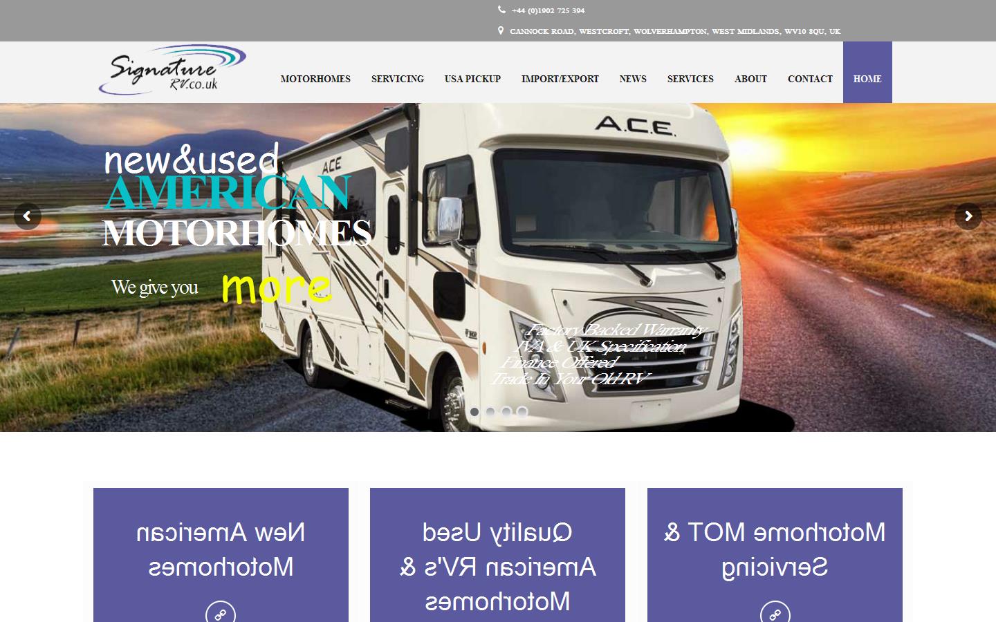 Signature Motor Homes Website