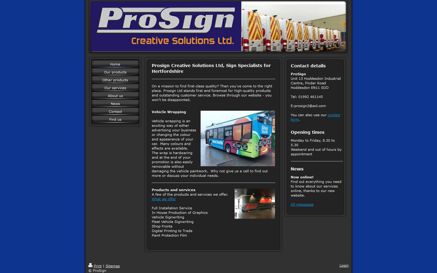 Pro Sign Creative Solutions Ltd Website
