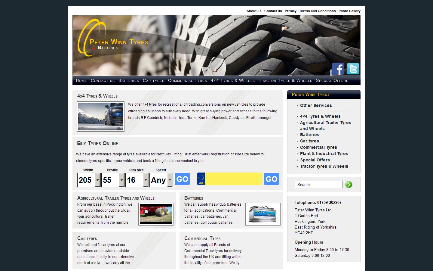 Peter Winn Tyres Website