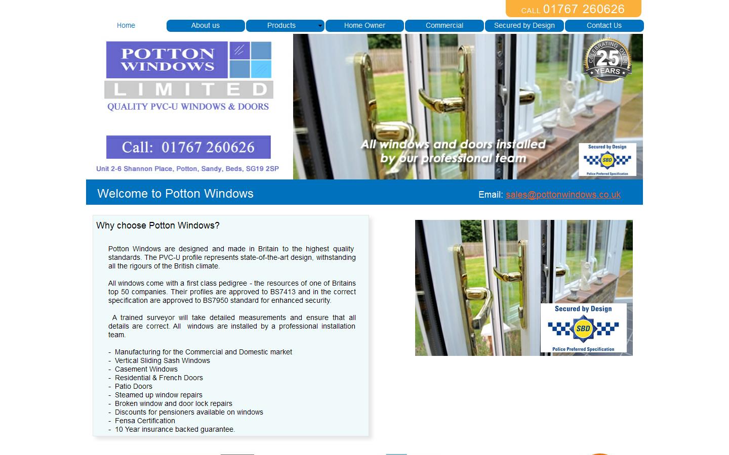Potton Windows Ltd Website
