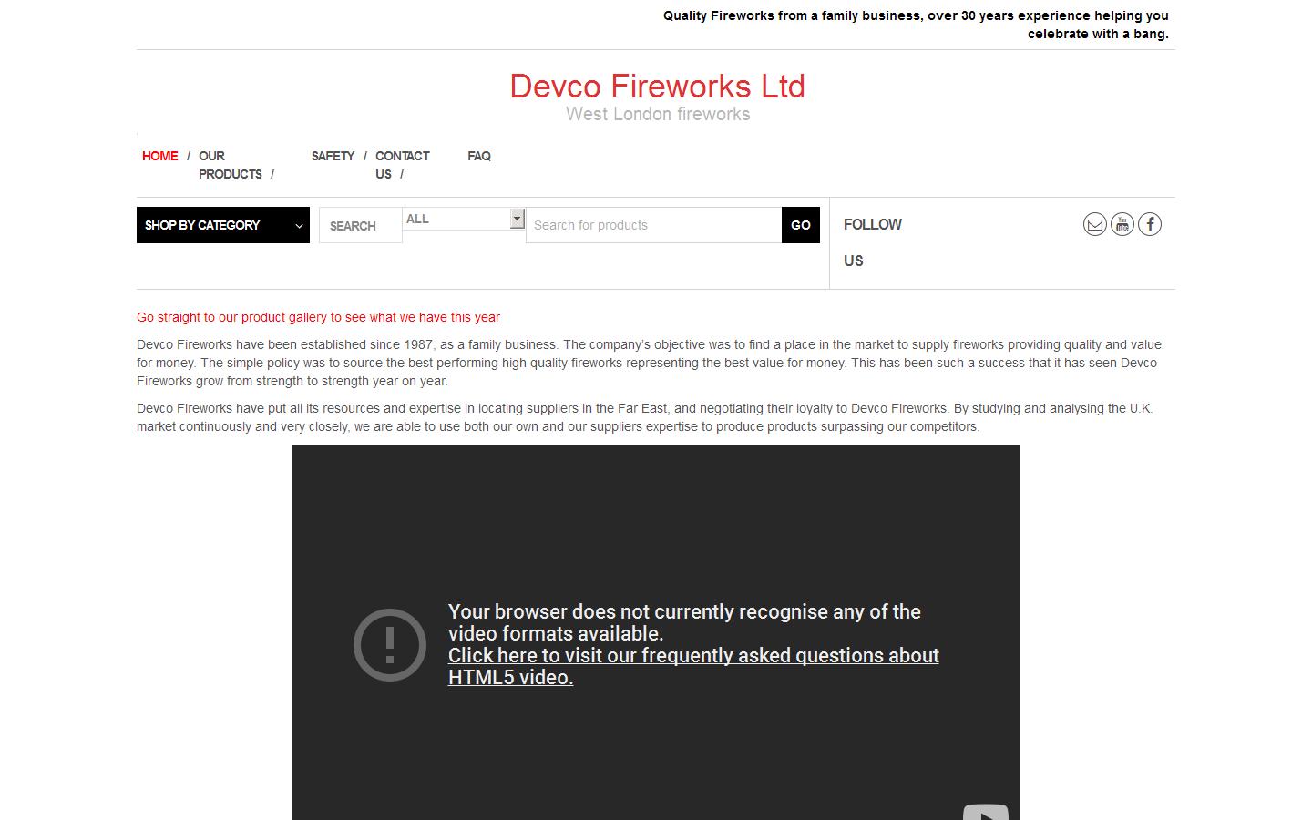 Devco Fireworks Ltd Website