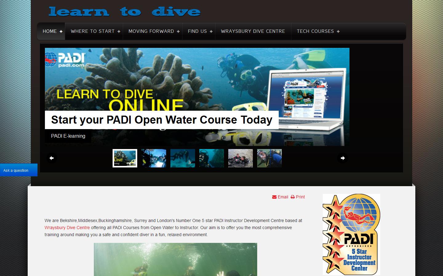 Wraysbury Dive Centre Website