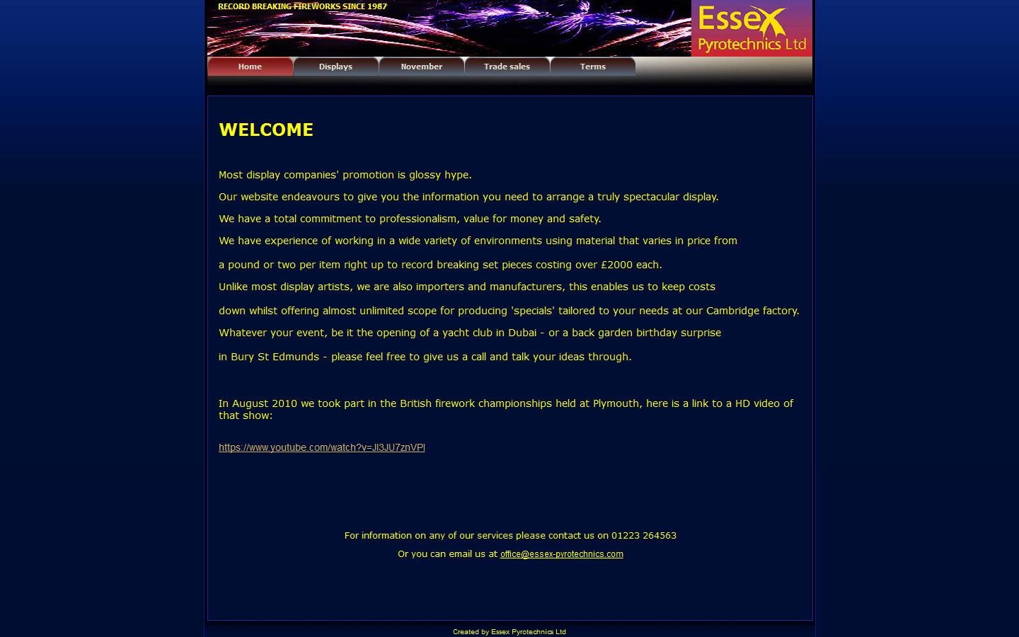 Essex Pyrotechnics Ltd Website