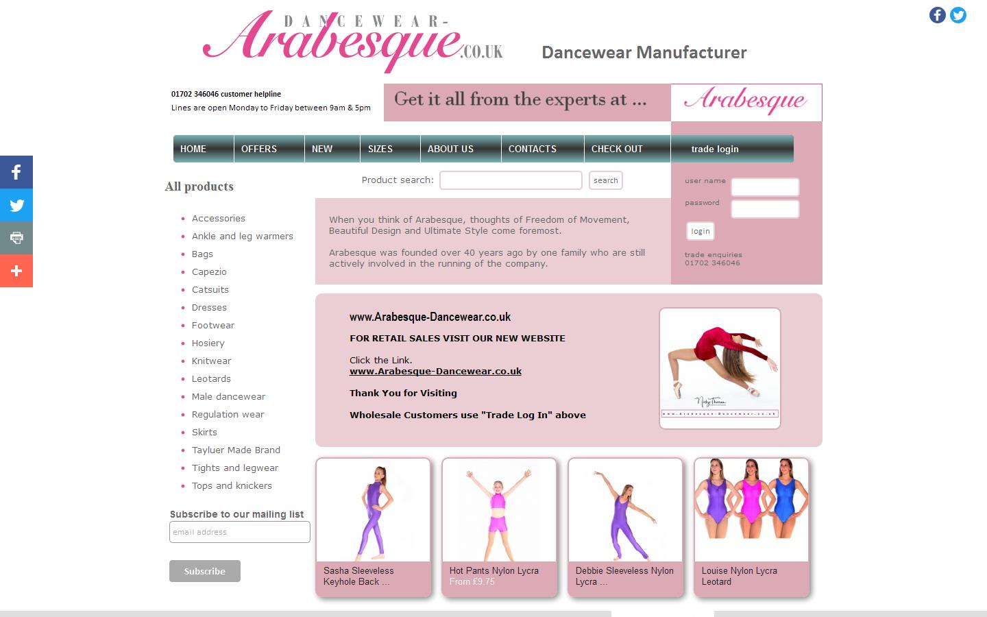 Arabesque Dance Wear Website