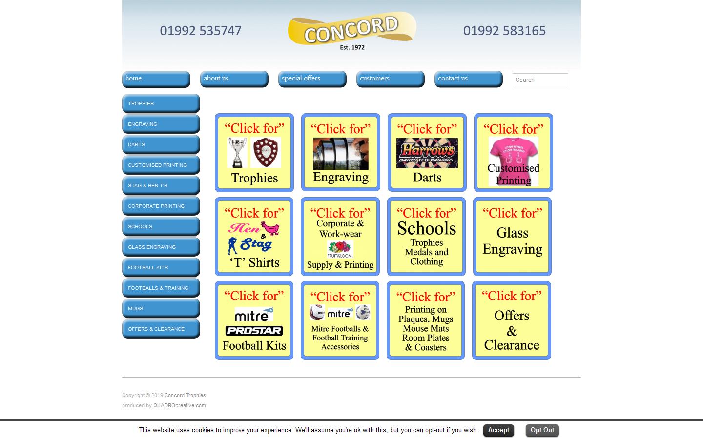 Concord Trophies and Sportswear Ltd Website