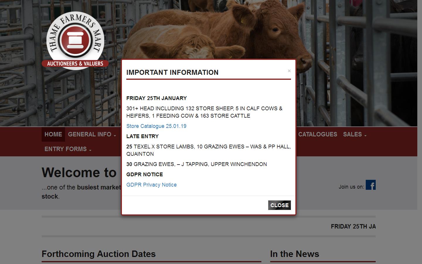 Thame Farmers Auction Mart Ltd Website