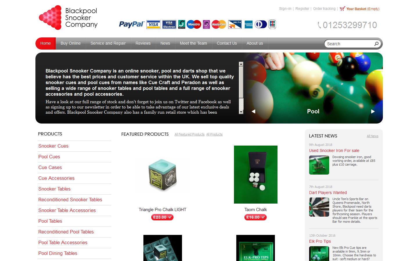 Blackpool Snooker Company Website
