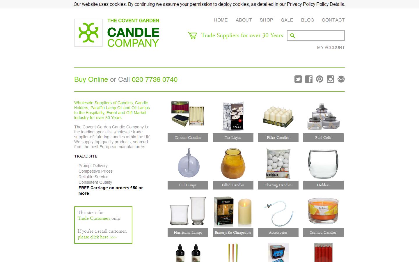 The Covent Garden Candle Company Website