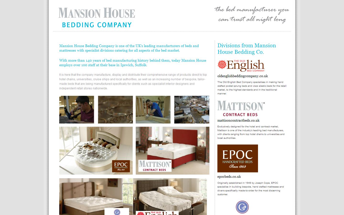 Mansion House Bedding Company Ltd Website