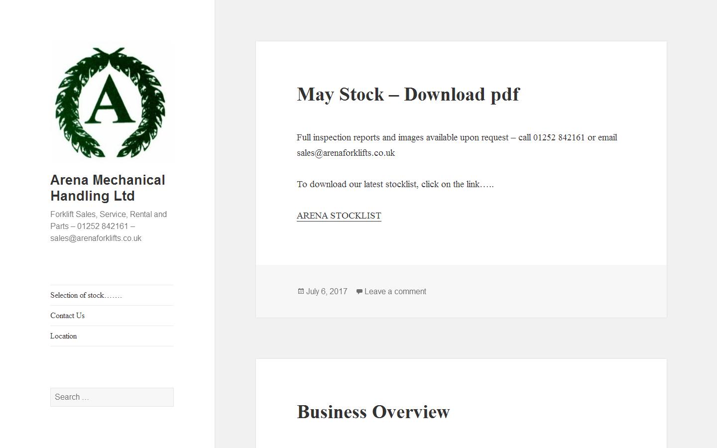 Arena Mechanical Handling Ltd Website
