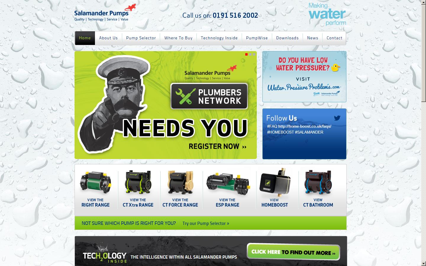 Salamander Pumped Shower Systems Ltd Website