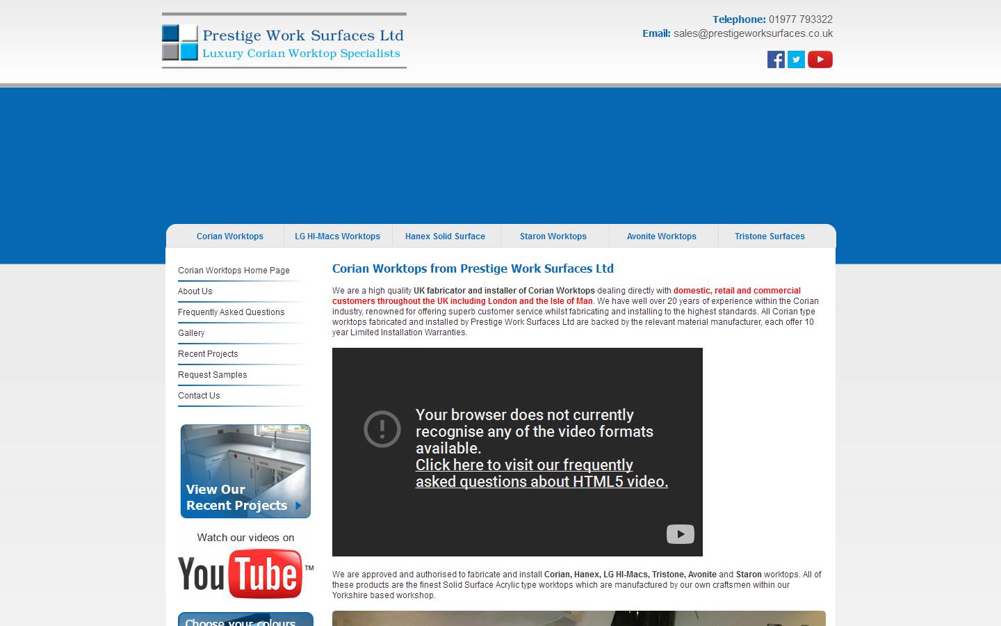 Prestige Work Surfaces Ltd Website