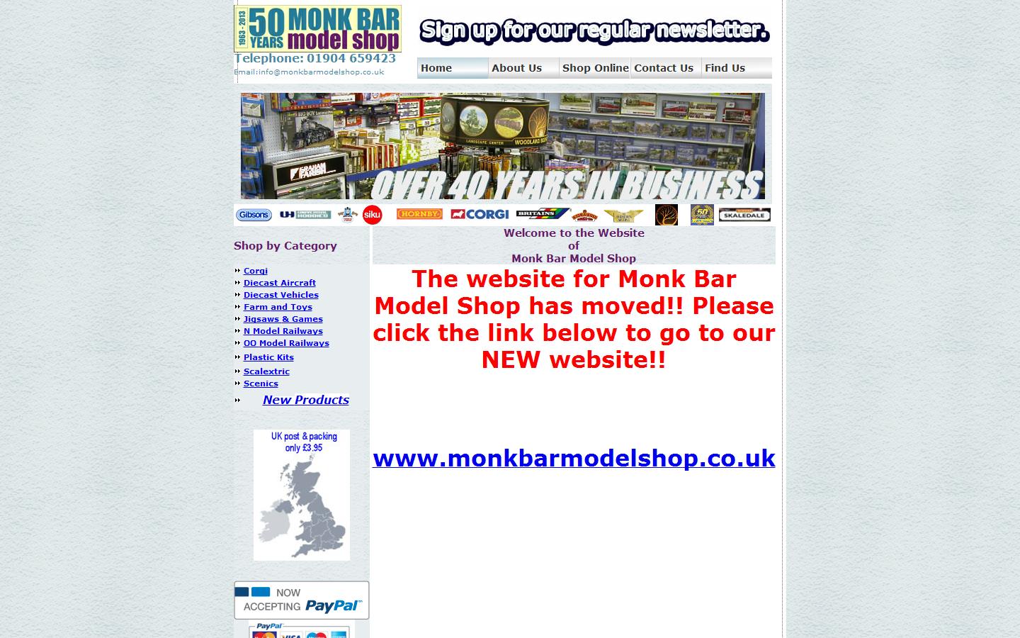 Monk Bar Model Shop Ltd Website