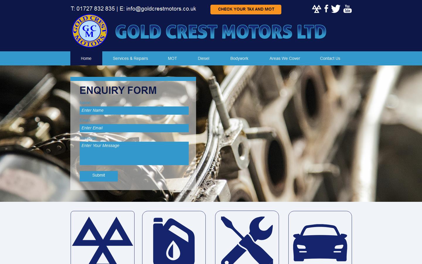 Gold Crest Motors Ltd Website