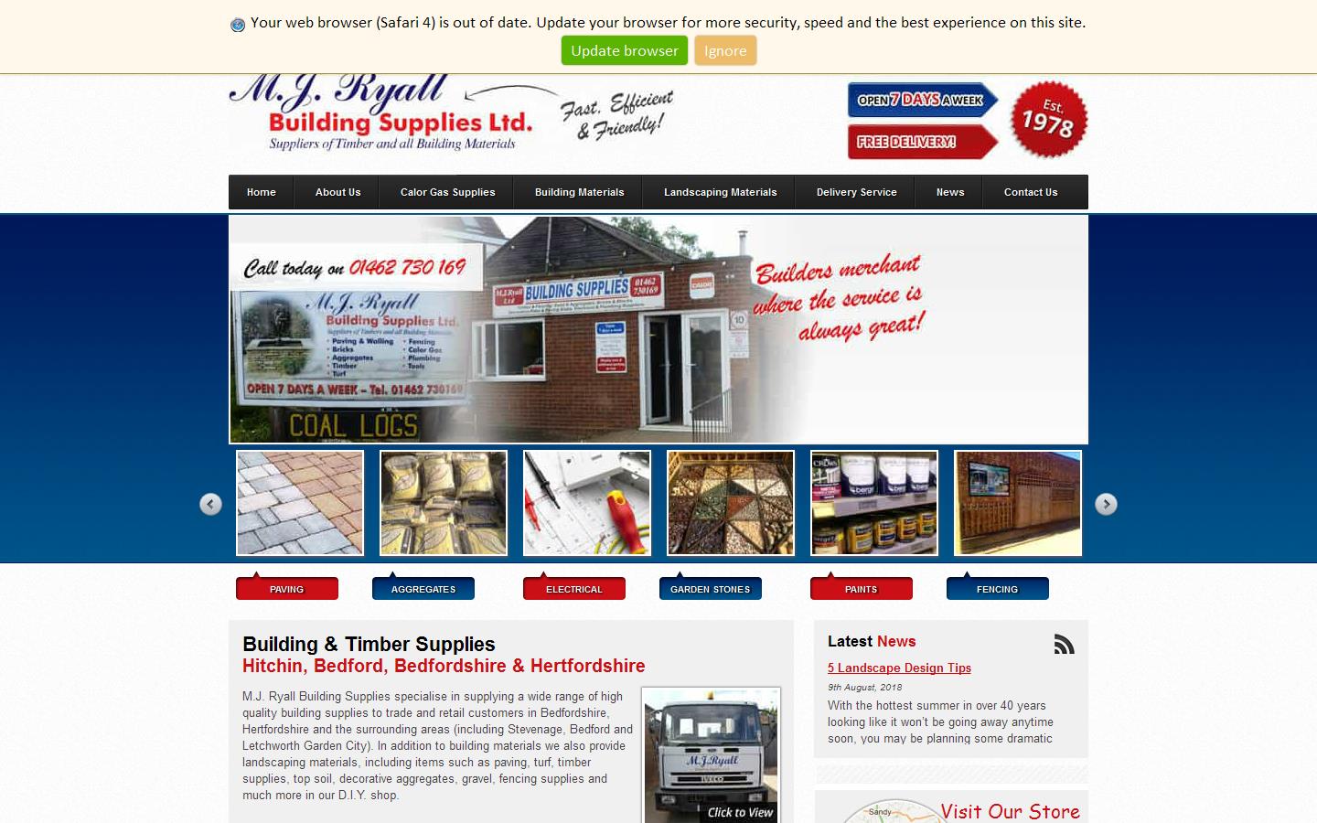 M J Ryall Building Supplies Ltd Website