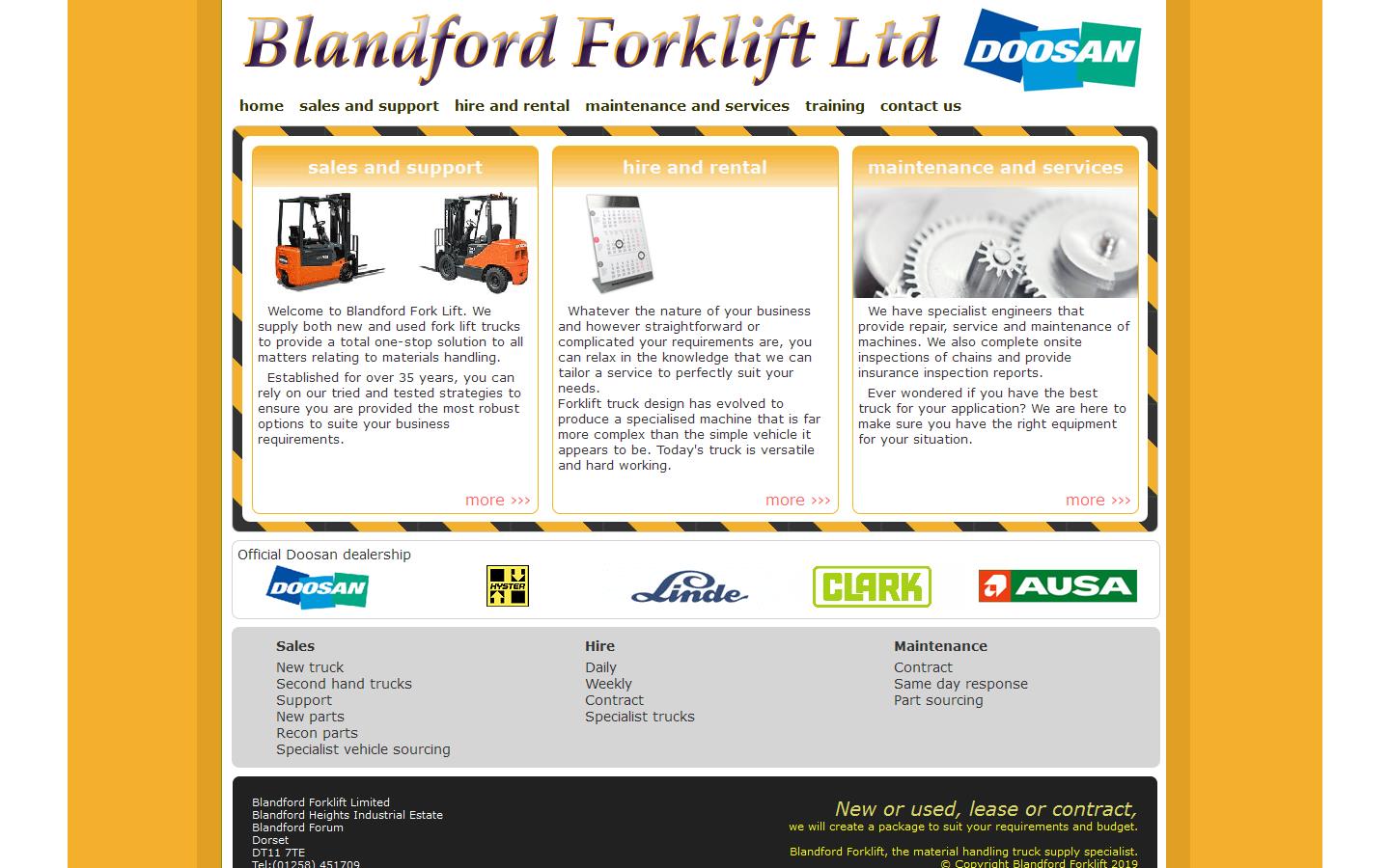 Blandford Forklift Ltd Website