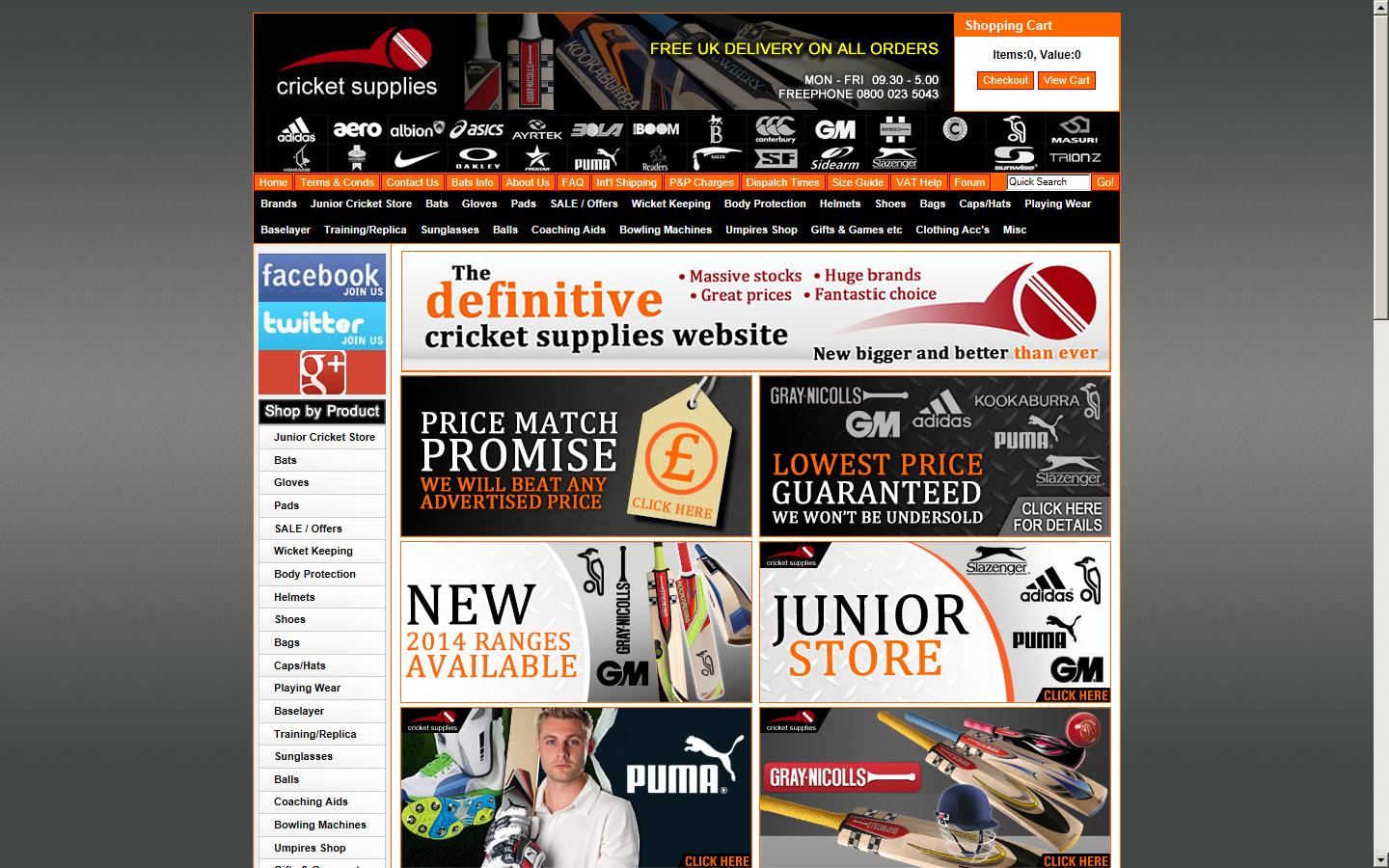 Cricket Supplies Website