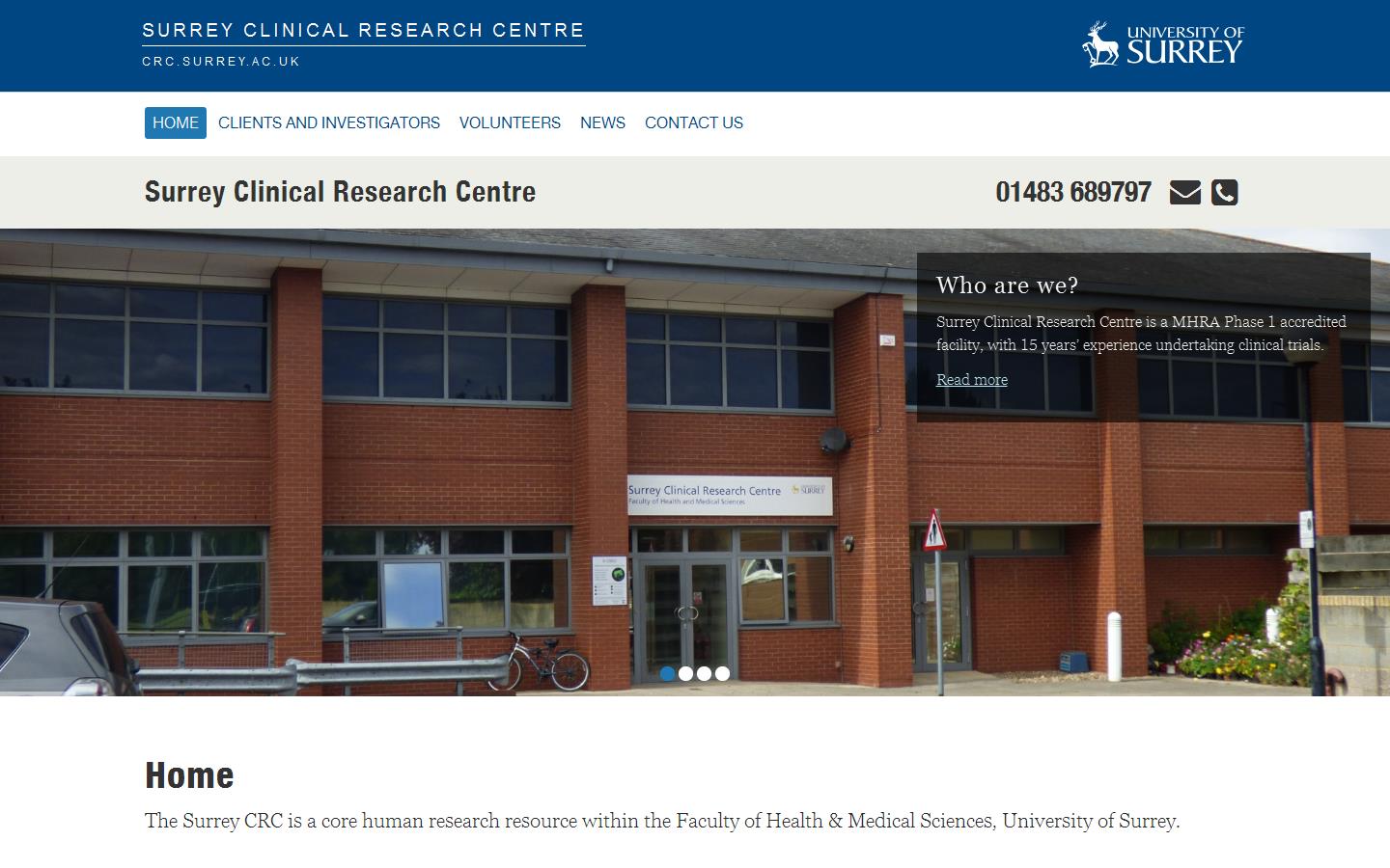 Surrey Clinical Research Centre Website