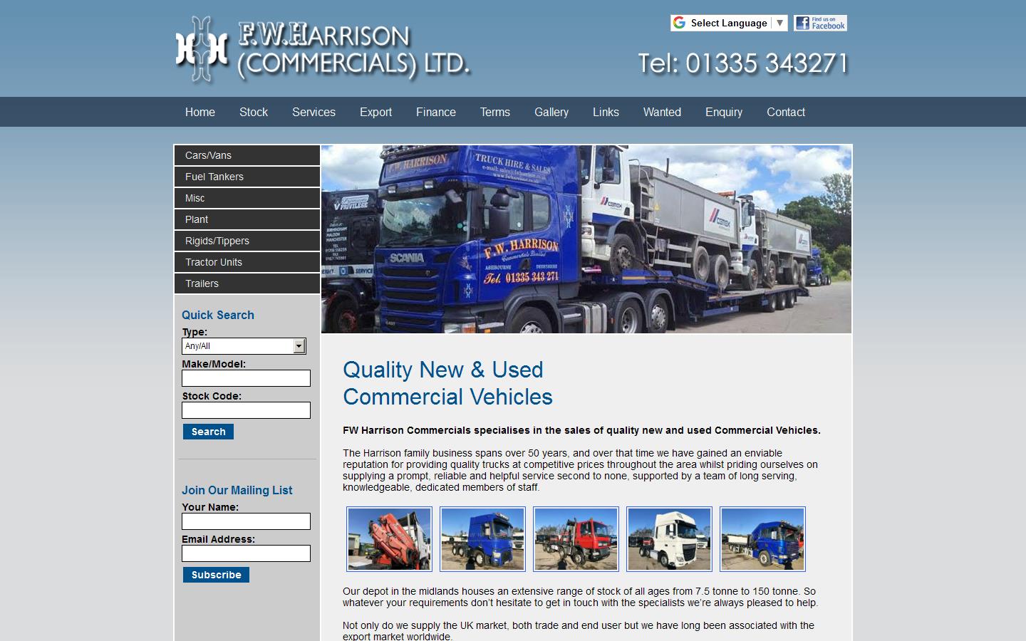 F W Harrison Commercials Ltd Website