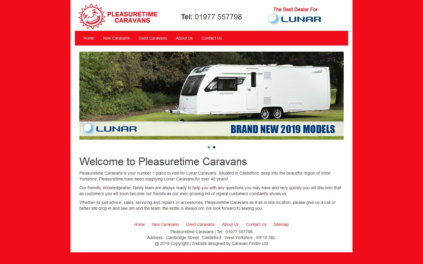 Pleasuretime Caravans Website