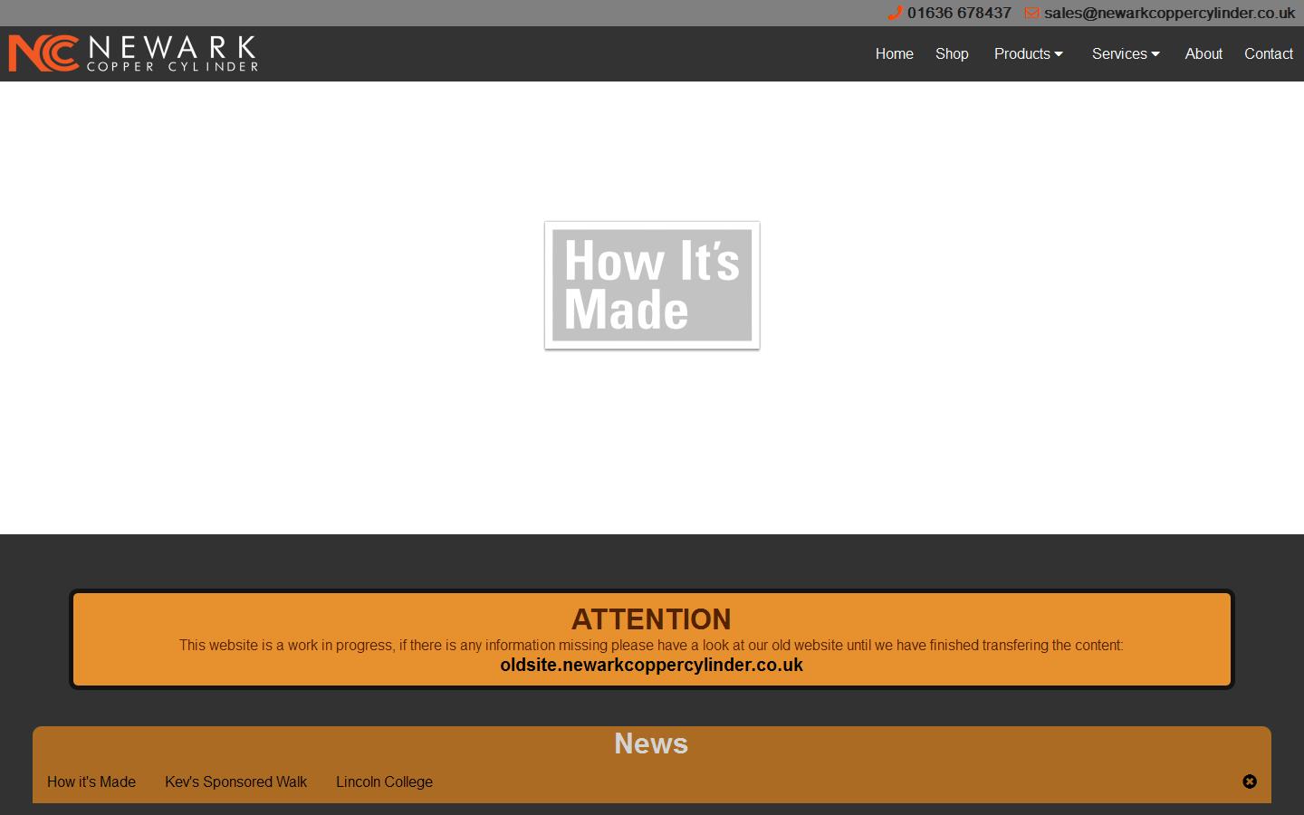 Newark Copper Cylinder Website