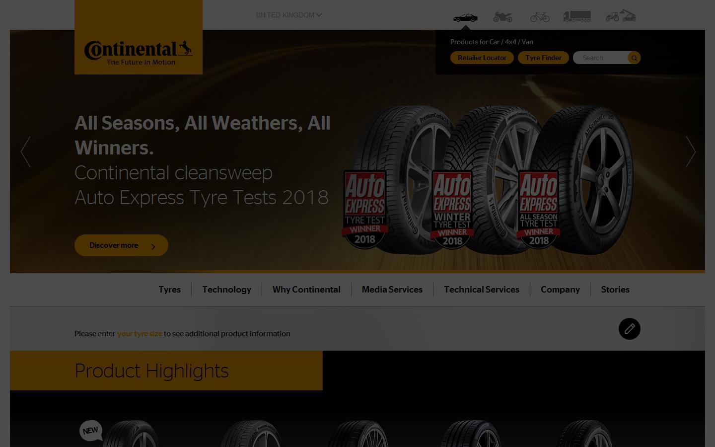 Continental Tyres Website