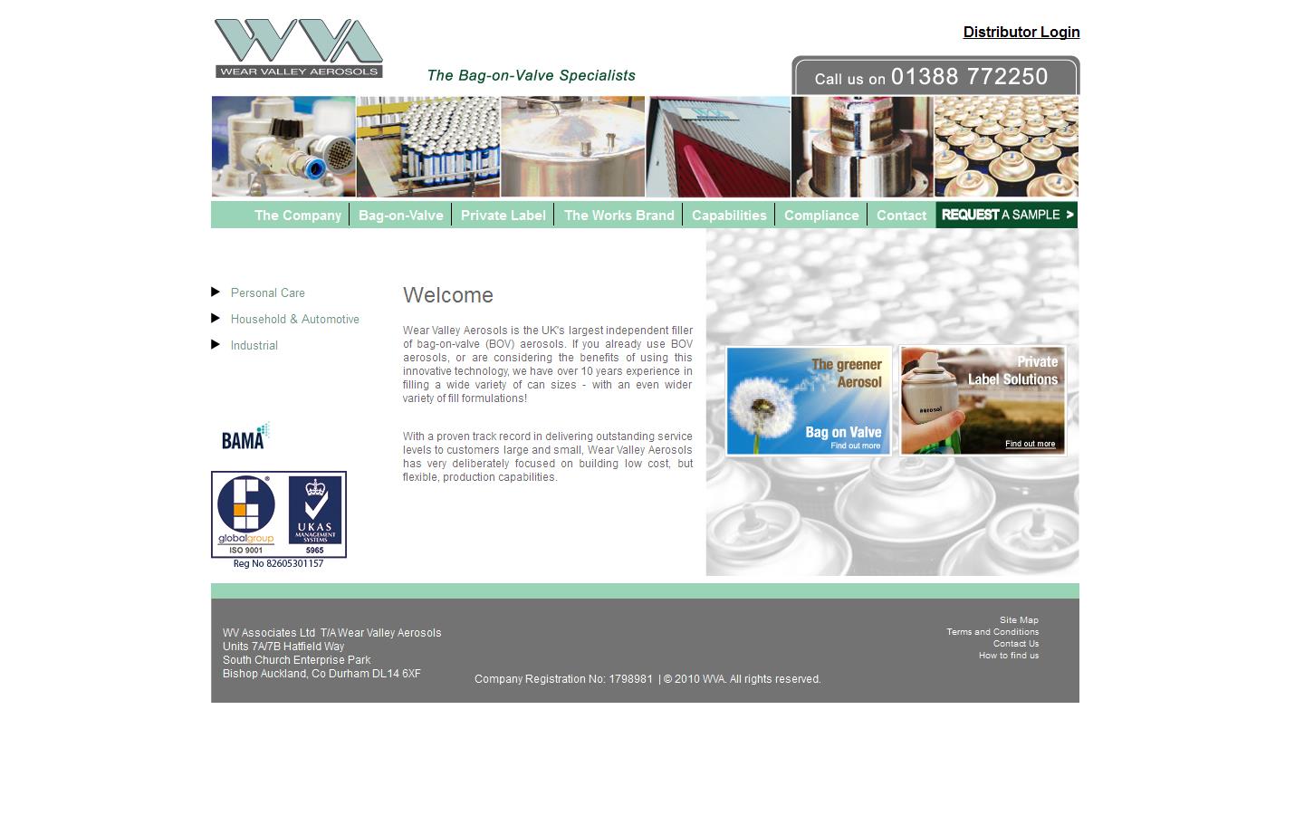 Wear Valley Aerosols Website