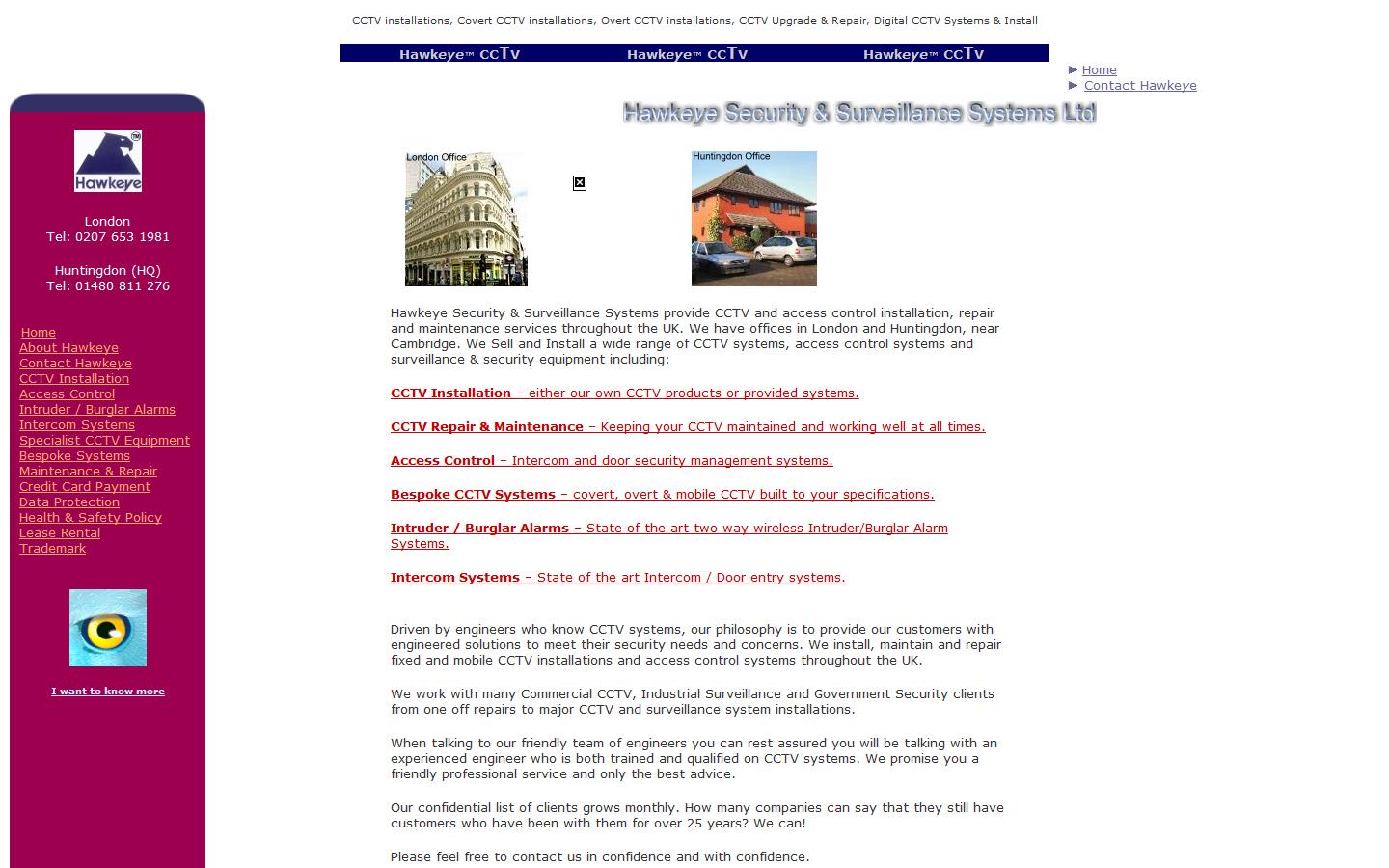 Hawkeye Surveillance Systems Ltd Website