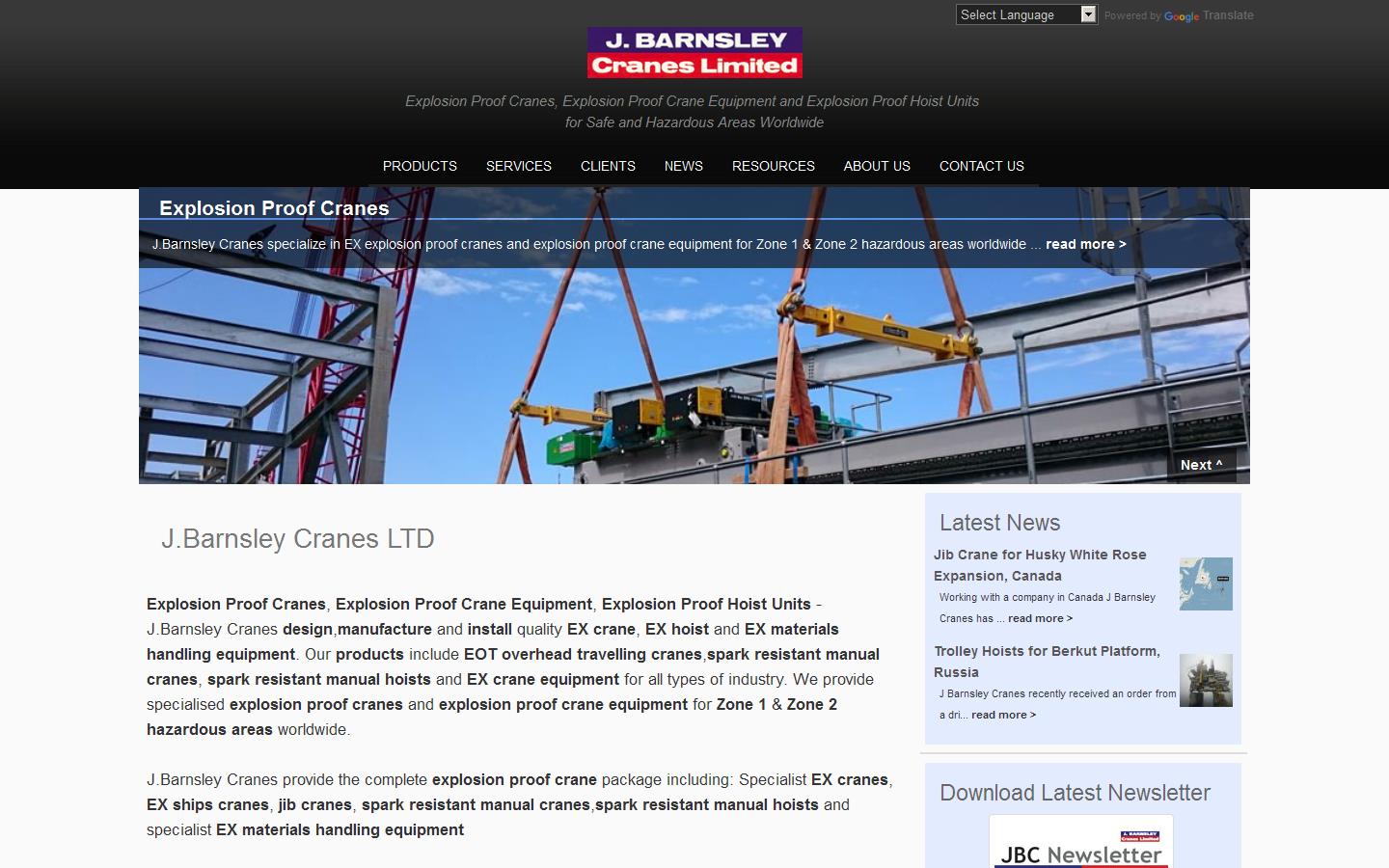 J Barnsley Cranes Ltd Website