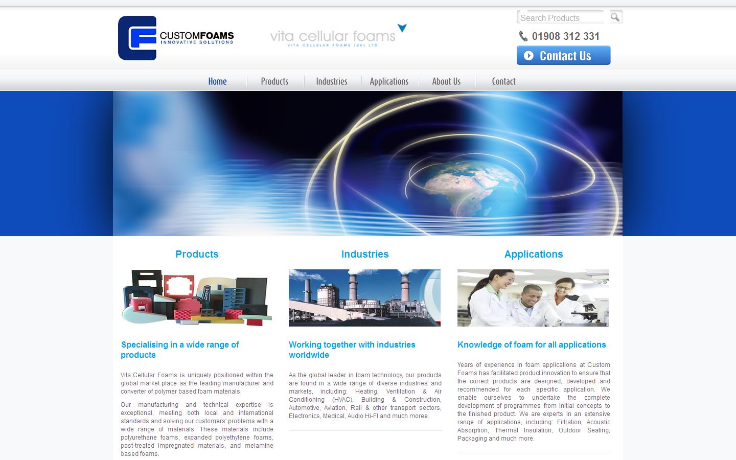 Custom Foams Innovative Solutions Website