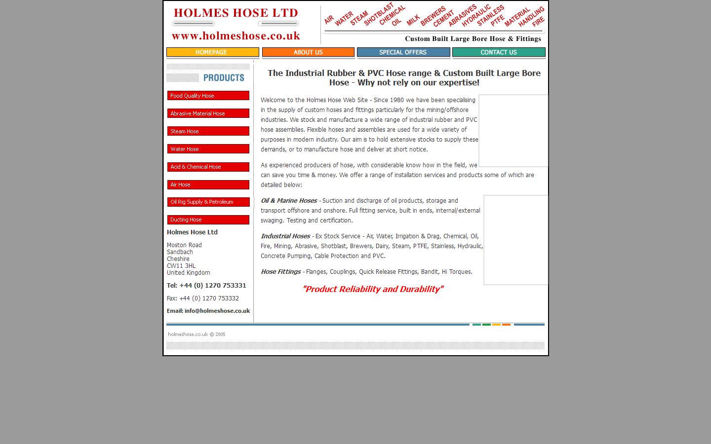 Holmes Hose Ltd Website