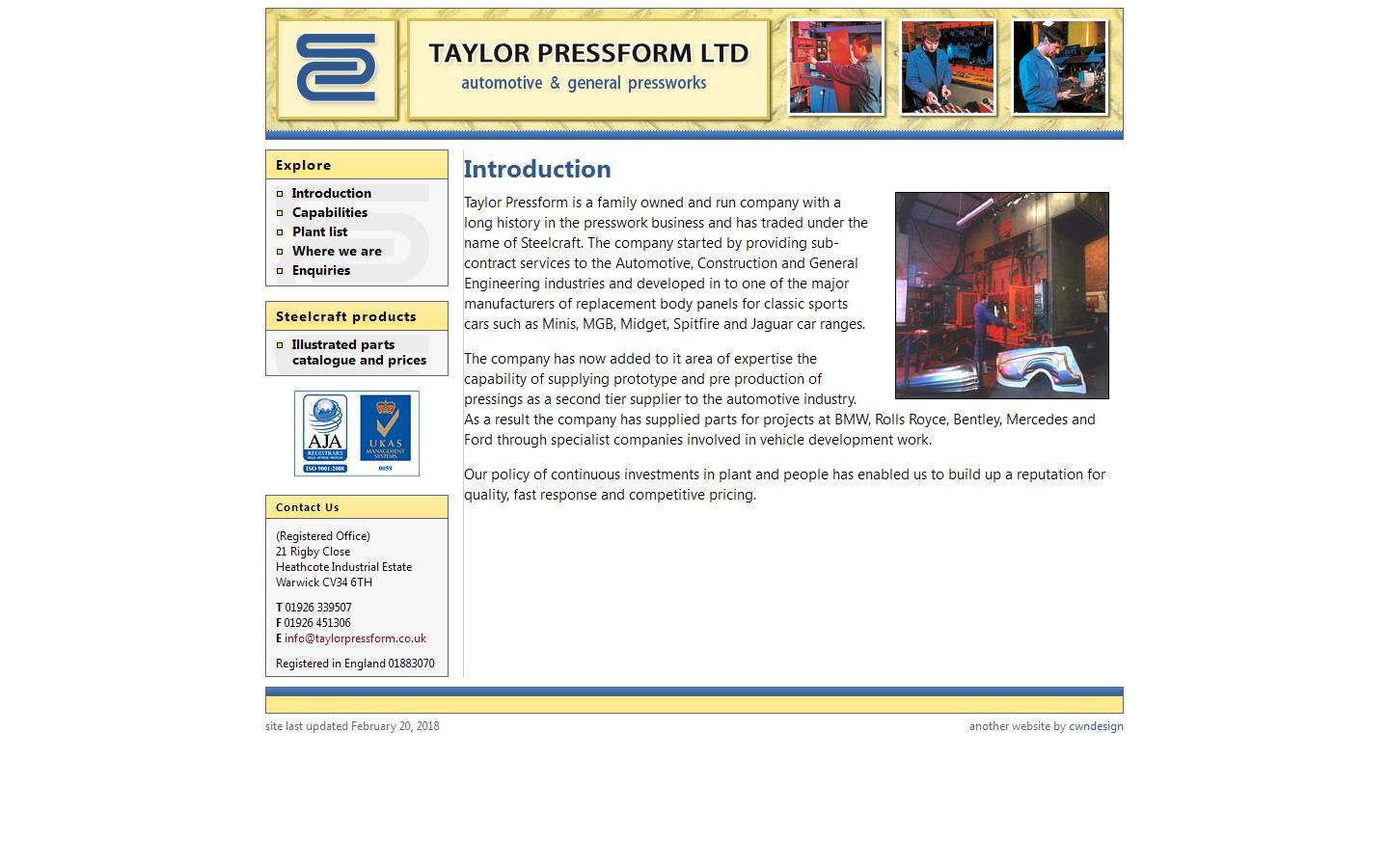Taylor Pressform Ltd Website