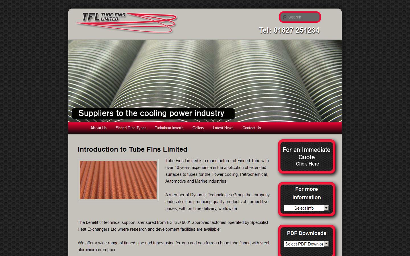 Tube Fins Ltd Website