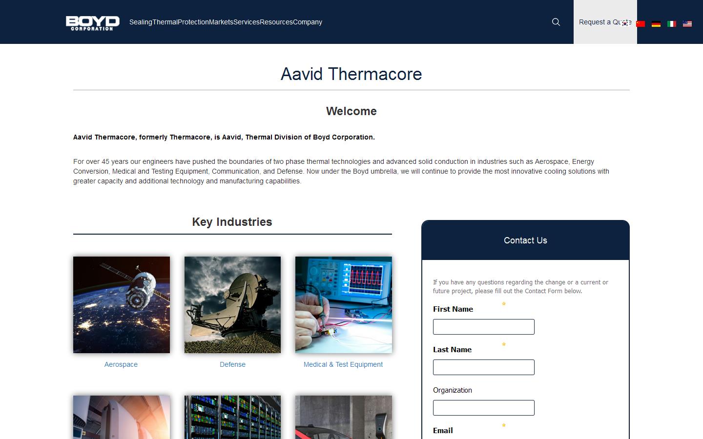 Aavid Thermacore Europe Ltd Website