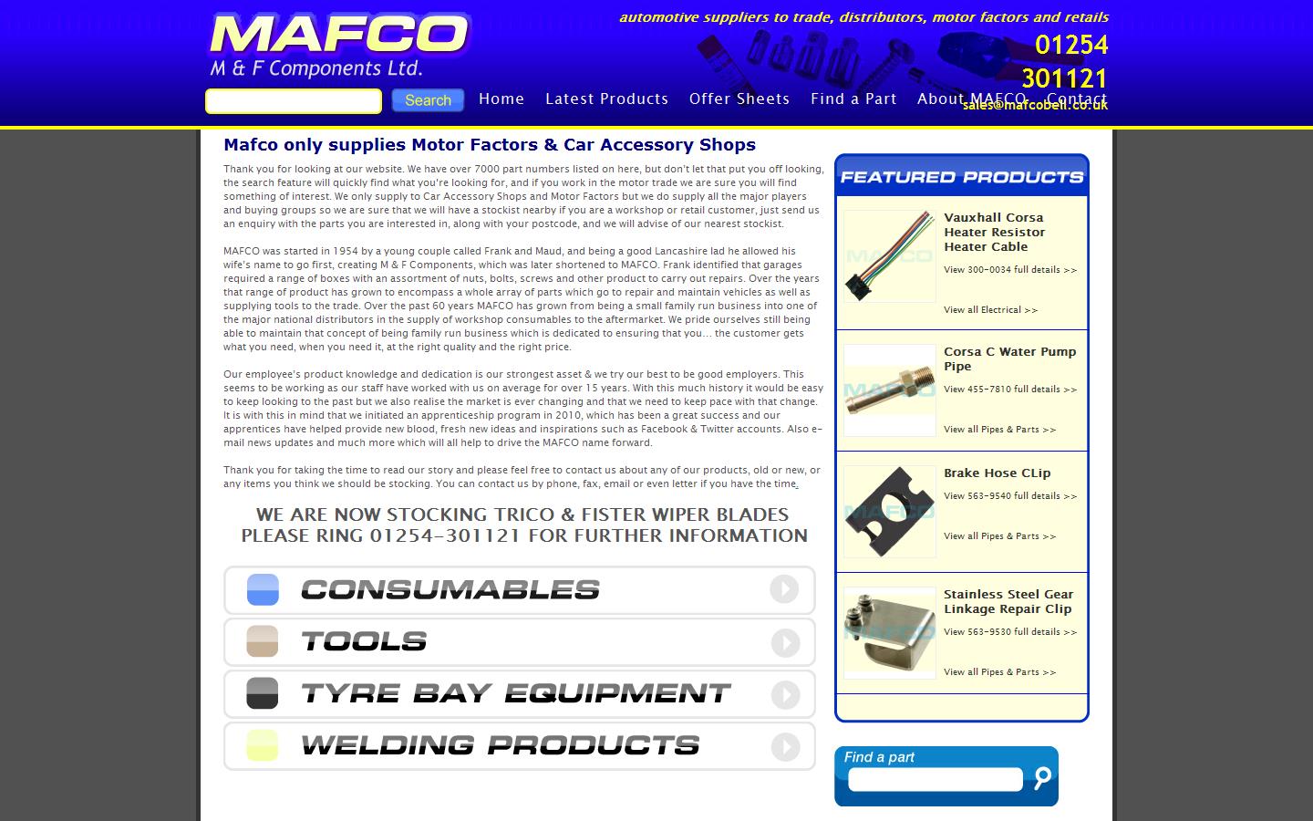 M & F Components Ltd Website