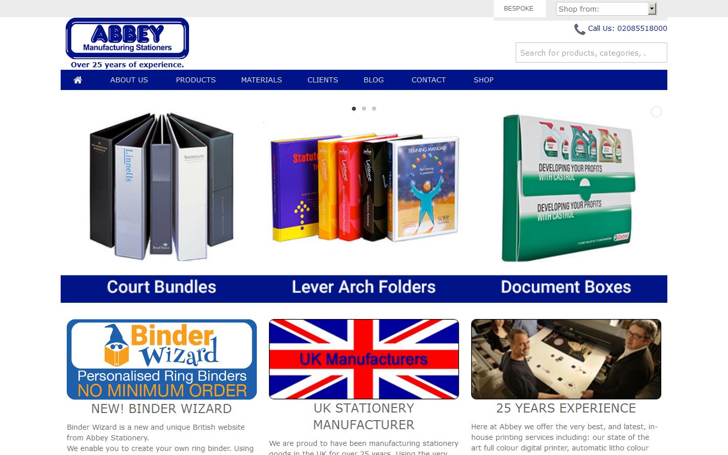 Abbey Manufacturing Stationers Website