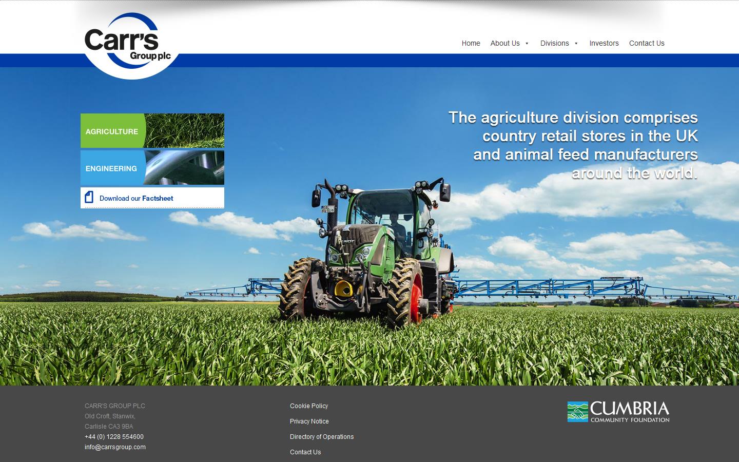 Carr''s Group Plc Website