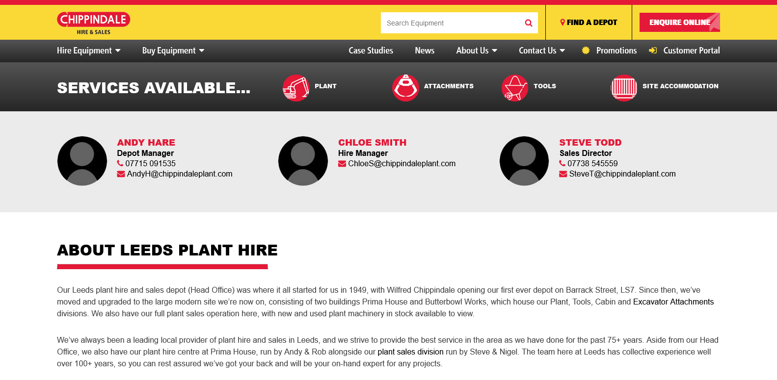 Chippindale Plant Leeds Website