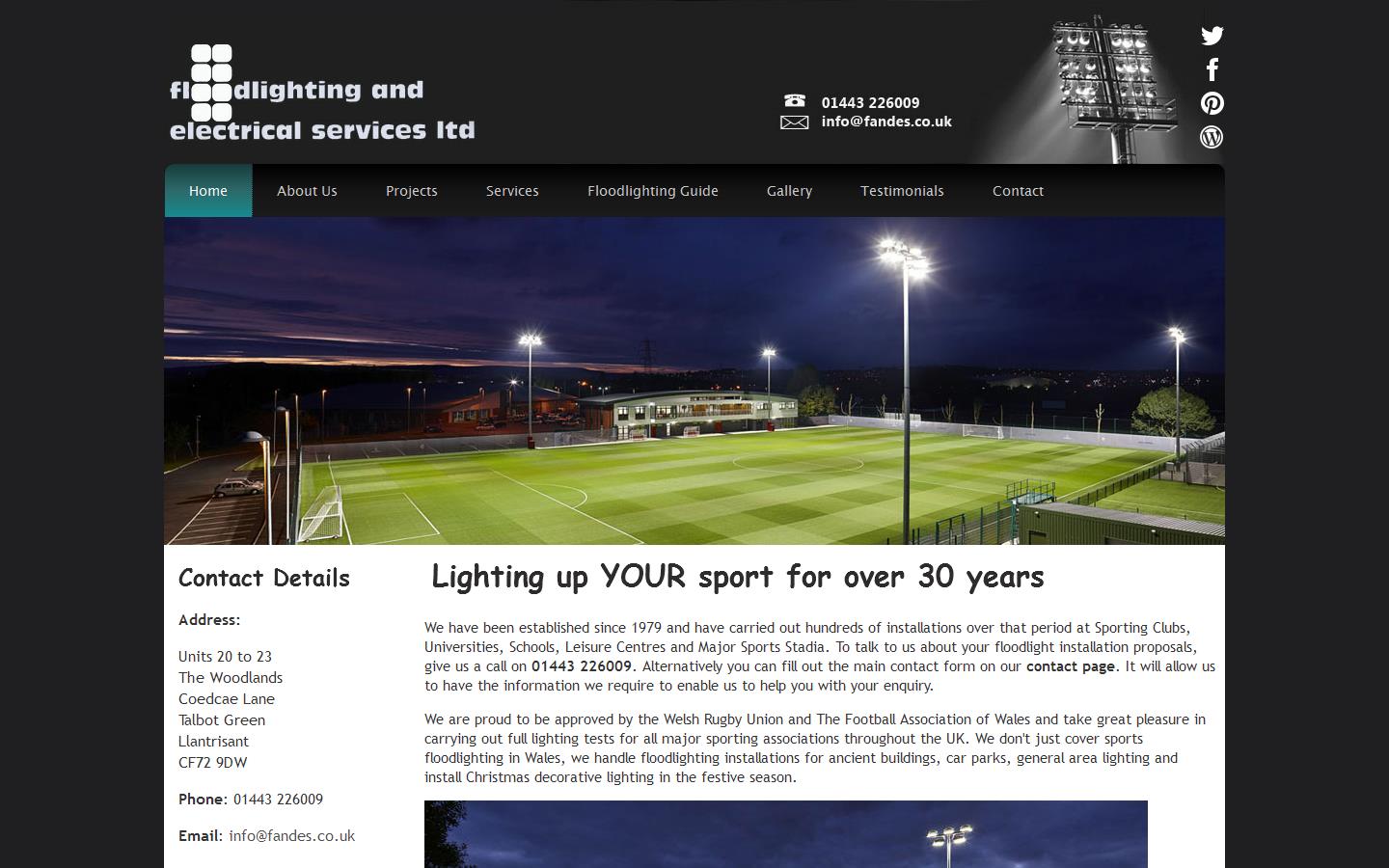 Floodlighting & Electrical Services Ltd Website