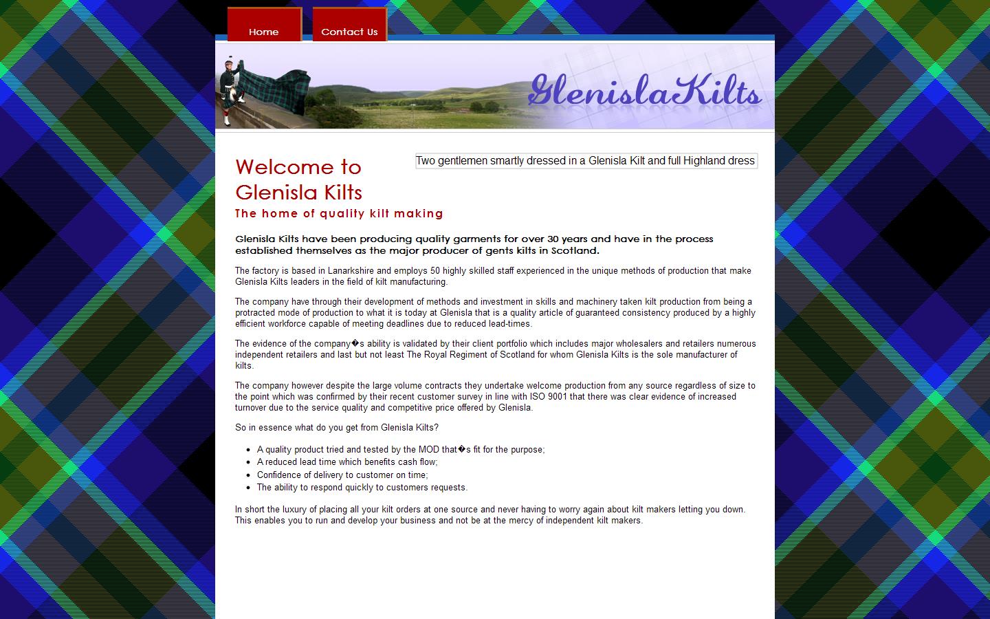 Glenisla Kilts Ltd Website