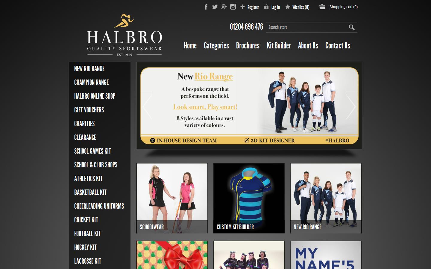 Halbro Sportswear Ltd Website