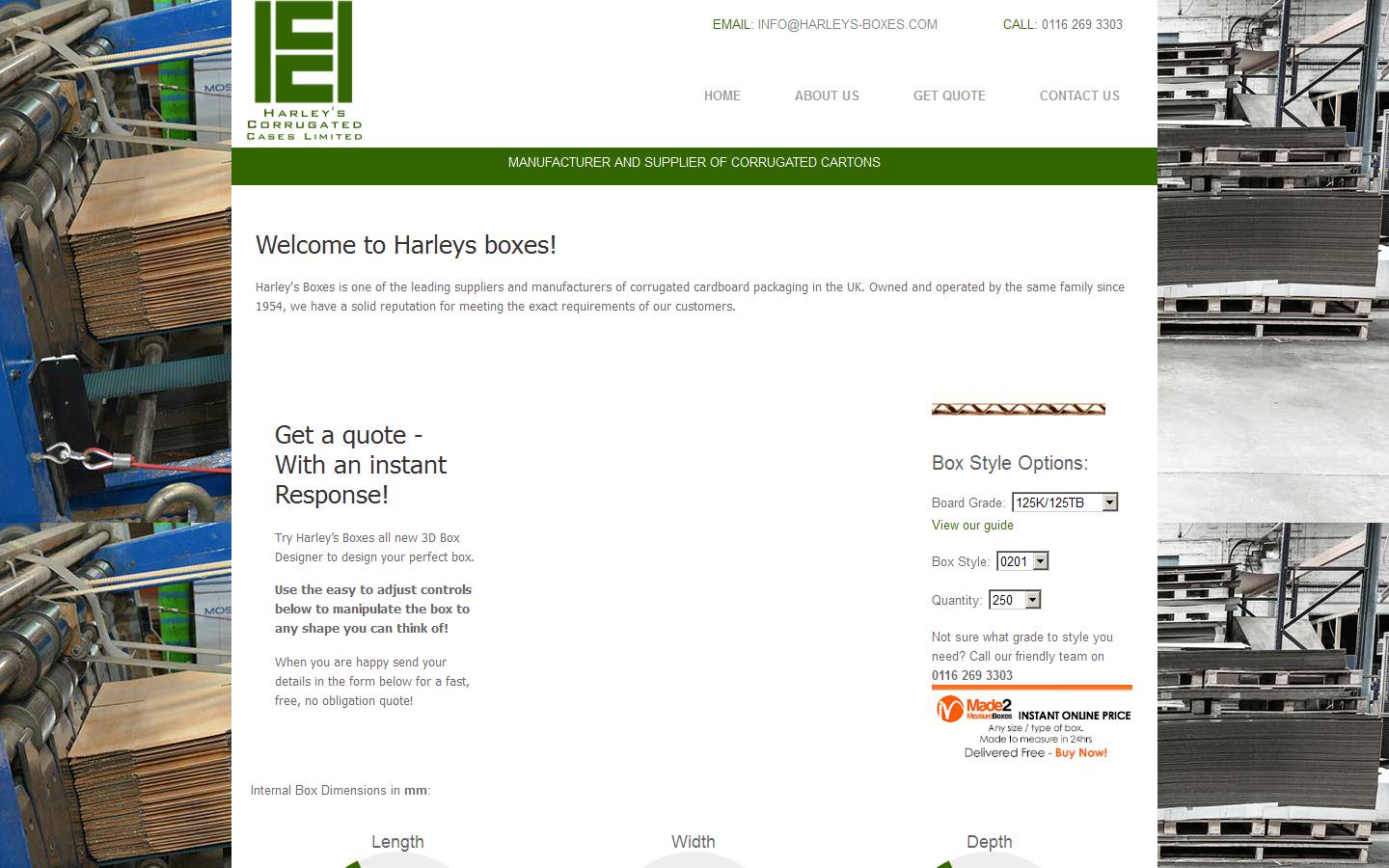 Harleys Corrugated Cases Ltd Website