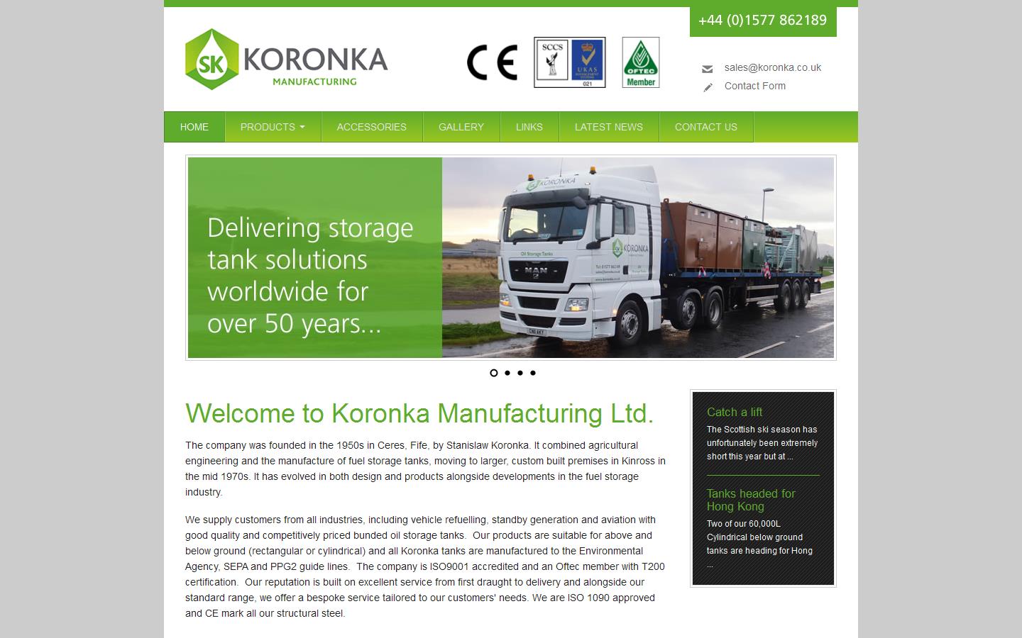 S K Koronka Manufacturing Website