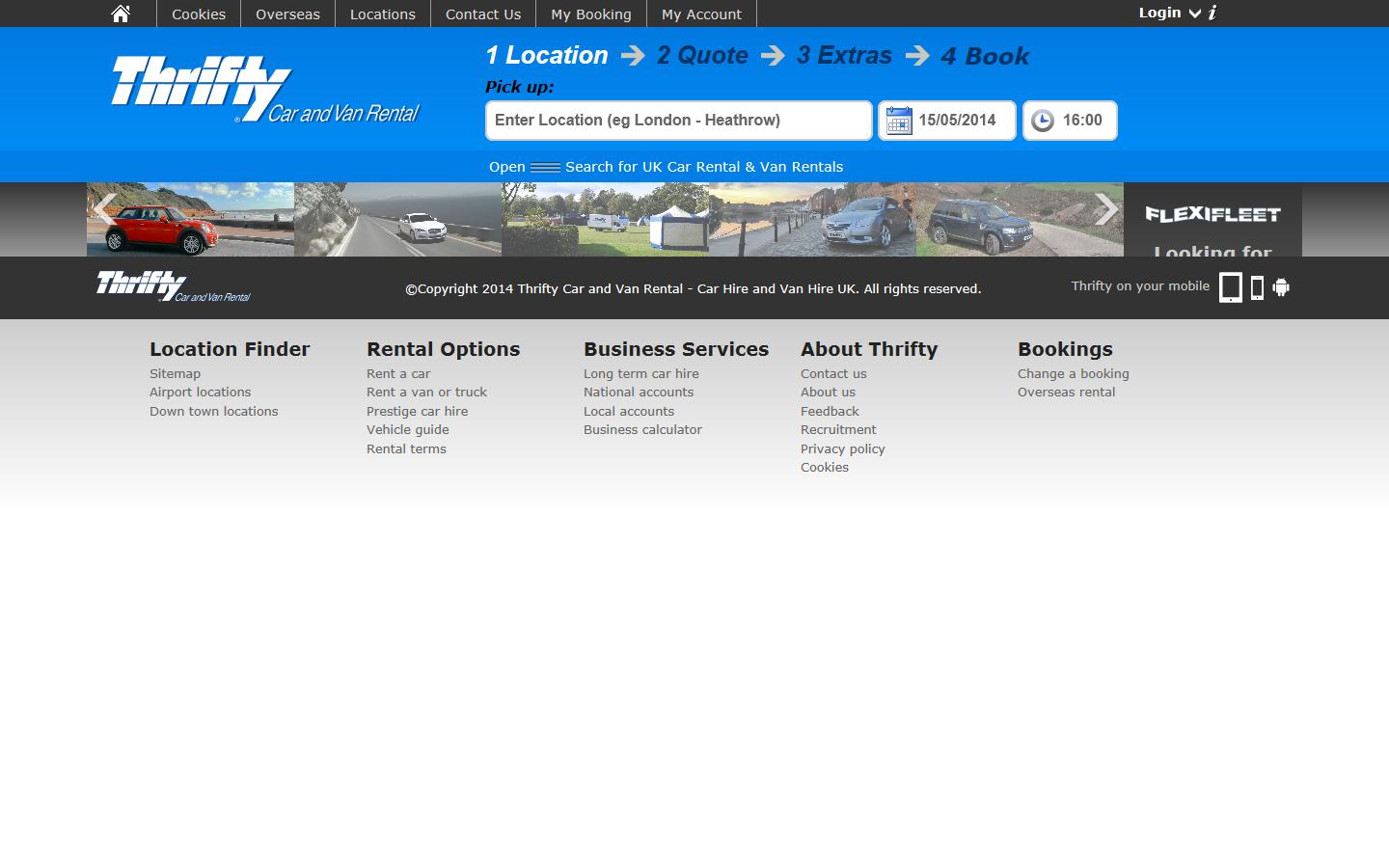 Thrifty Car & Van Hire Website