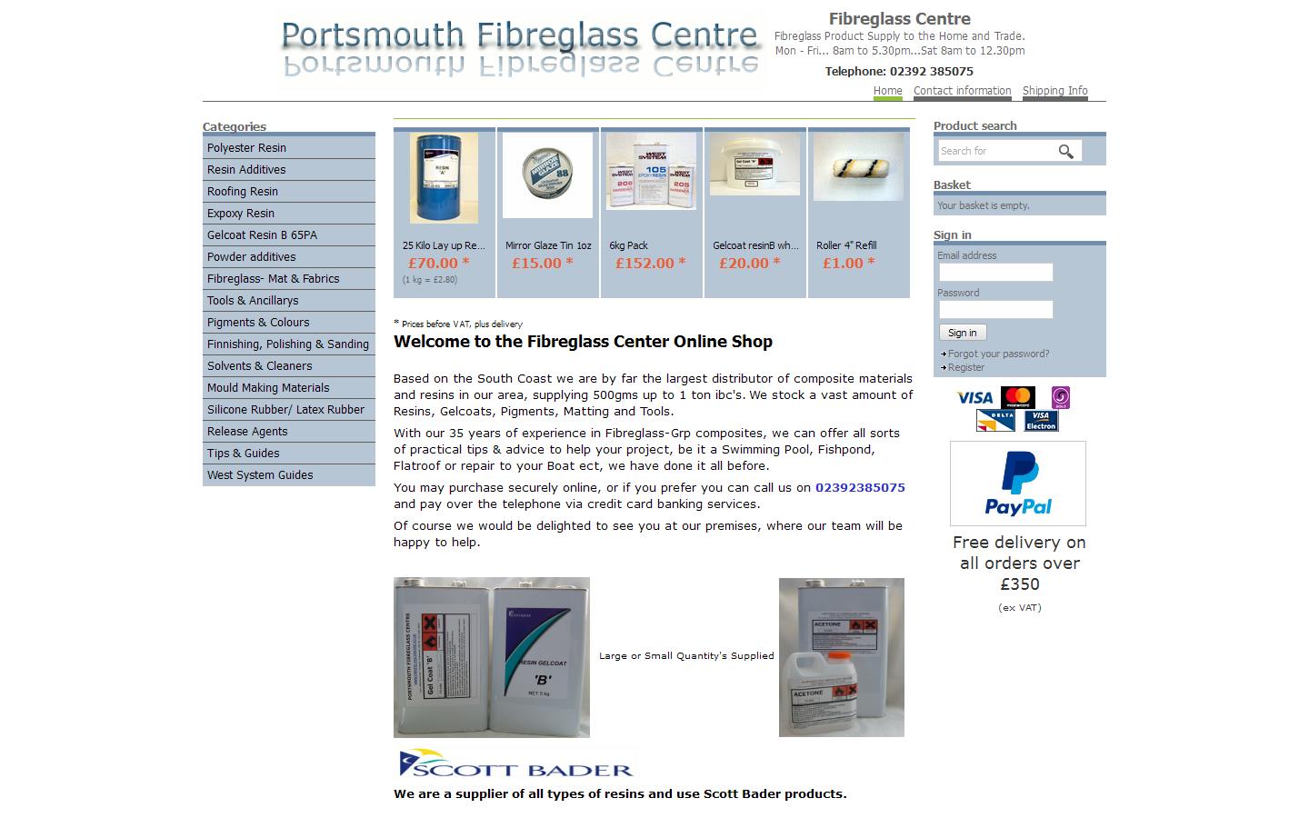 Portsmouth Fibreglass Centre Website