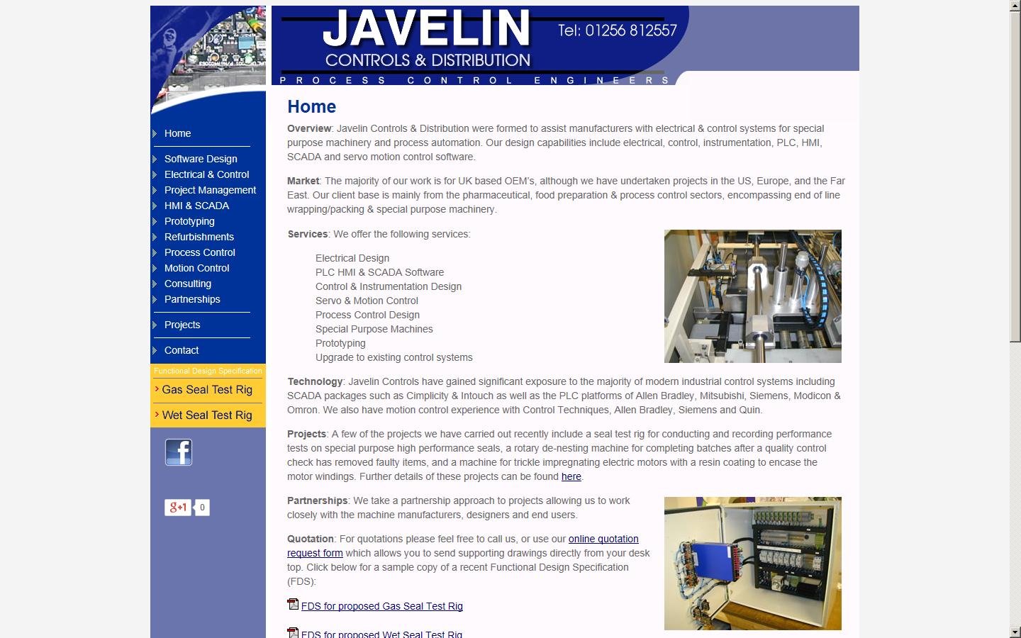 Javelin Controls Ltd Website