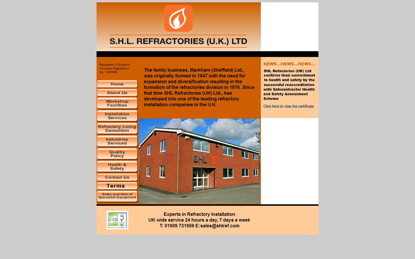 S H L Refractories UK Ltd Website