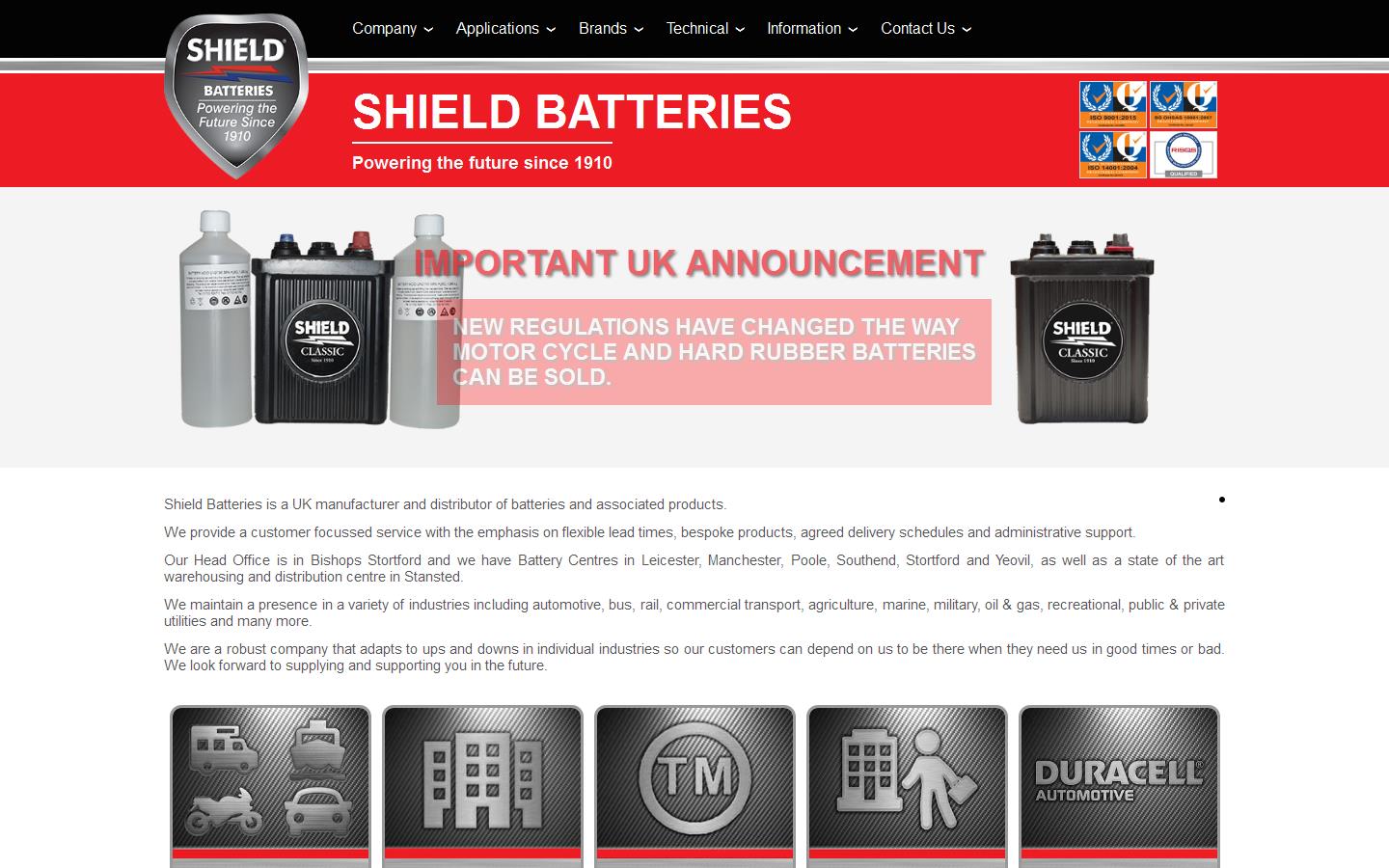 Shield Batteries Website